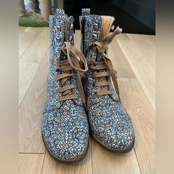 Unity.In.Diversity Liberty Leather patterned Lace Up Side Zipper Boots EU 38 - Picture 3 of 8